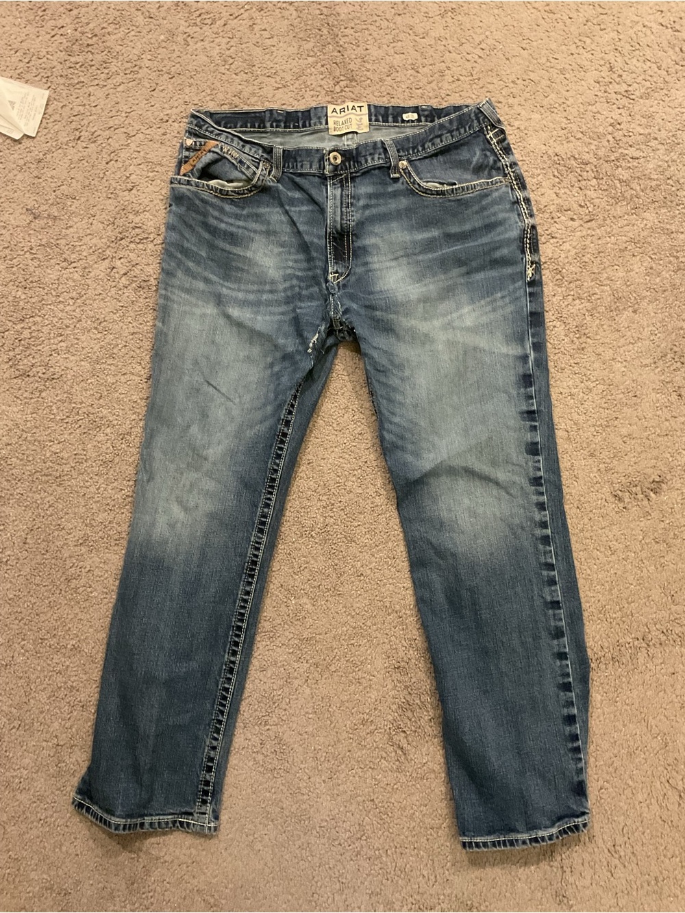 Ariat Relaxed Boot Cut Men’s Blue Denim Jeans Classic Straight Fit sz 40 x 32